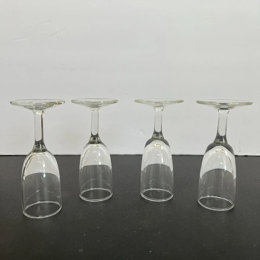 Vintage Clear Glass Stemmed Cordial Aperitif Glasses Set of‎ 4 MCM Barware